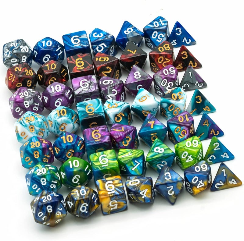 Poludie 7 Sets DND Dice Polyhedral Dice Set (49pcs) with 1 Large Leather Bag, D&D Die Set for Dungeons and Dragons, RPG Table Games. (7Sets/49Pcs) - Image 4